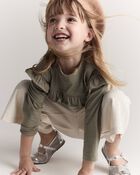 Toddler Girl Wide Leg Pocket Pant - Cream, image 4 of 7 slides