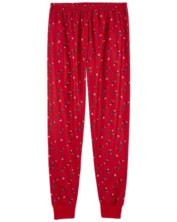 Pantalon de pyjama en molleton à motif de gui pour adultes, 