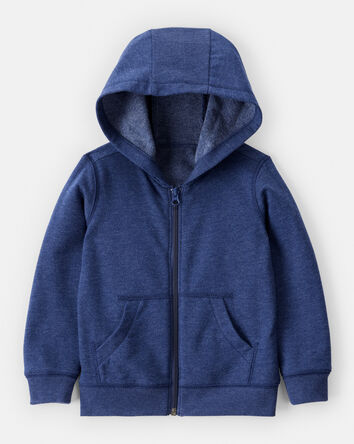 Toddler Boy Solid Fleece Long-Sleeve Hoodie - Navy, 