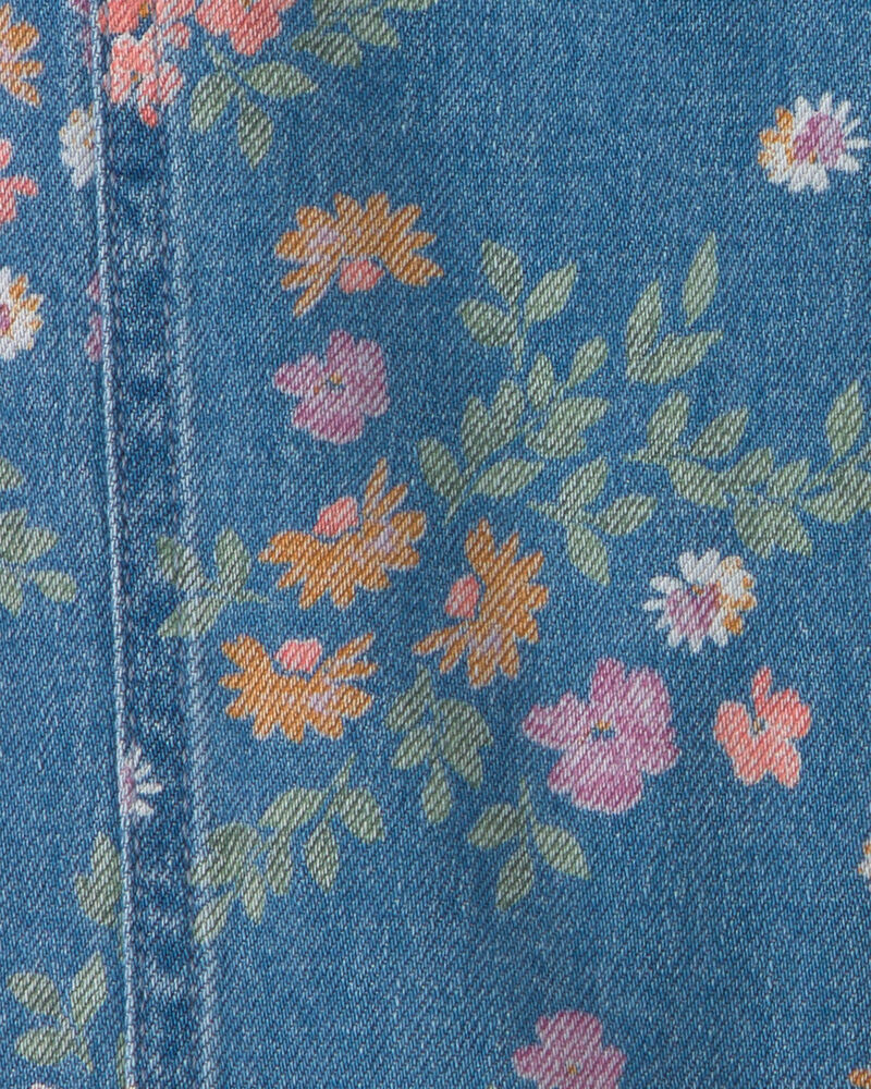 Toute-petite fille - Jeans en denim &agrave; jambe large &agrave; motif floral - D&eacute;lav&eacute; fonc&eacute;, image 3 sur 4 diapositives