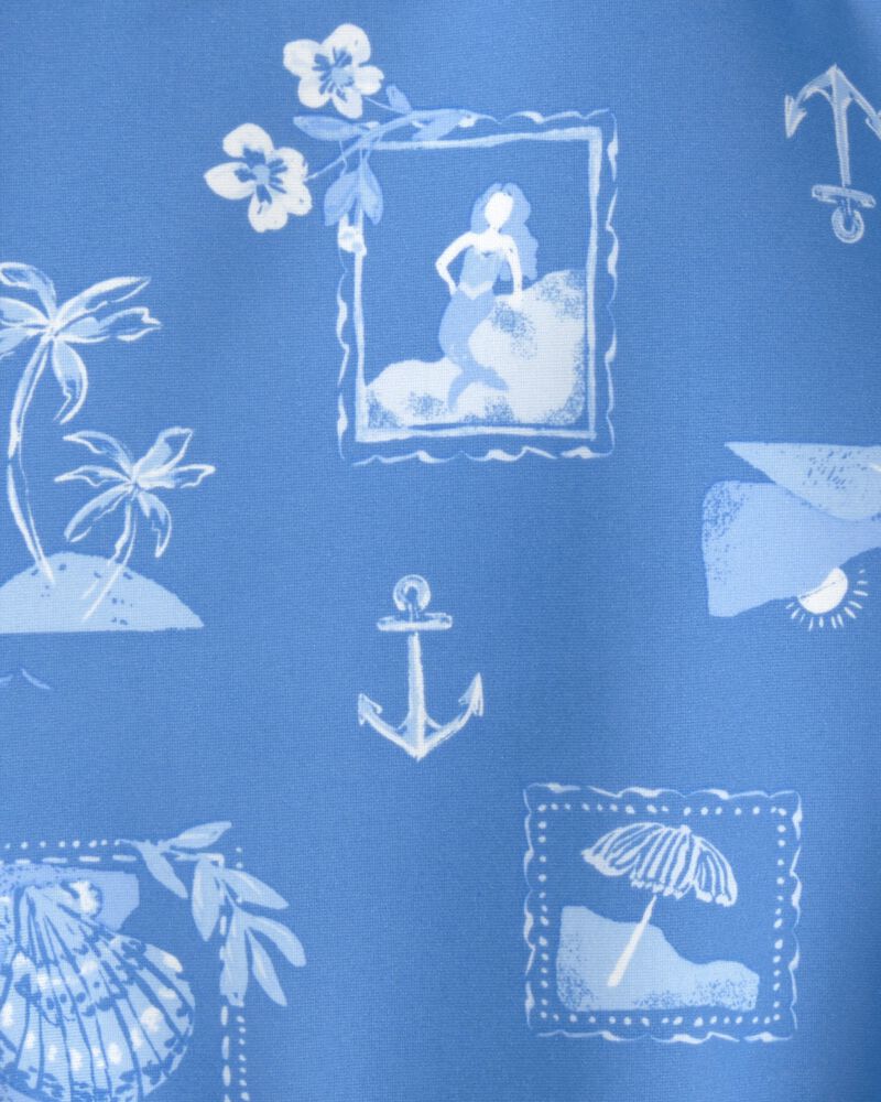 B&eacute;b&eacute; fille - Maillot 1 pi&egrave;ce dermoprotecteur &agrave; manches longues &agrave; motif bateau &agrave; voile - Bleu, image 4 sur 4 diapositives
