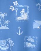 B&eacute;b&eacute; fille - Maillot 1 pi&egrave;ce dermoprotecteur &agrave; manches longues &agrave; motif bateau &agrave; voile - Bleu, image 4 sur 4 diapositives