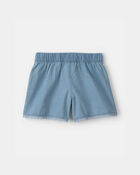 Filles - Short en chambray denim avec ourlet dentel&eacute; - D&eacute;lav&eacute; clair, image 2 sur 3 diapositives