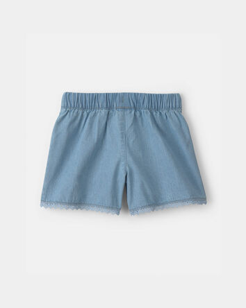 Girls Chambray Denim Eyelet Shorts - Light Wash, 