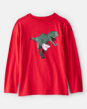 Boys Dinosaur Long-Sleeve Graphic Tee - Red, 