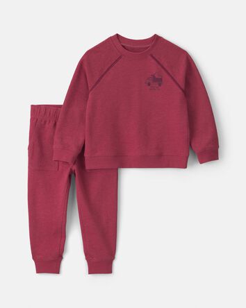 Toddler Boy 2-Piece French Terry Long-Sleeve Top & Pant Set - Burgundy, 