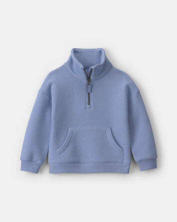 Toddler Girl Fleece Pullover Quarter Zip Sweatshirt - Blue, 