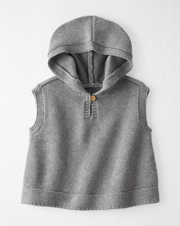 Organic Cotton Sweater Knit Hooded Vest, 