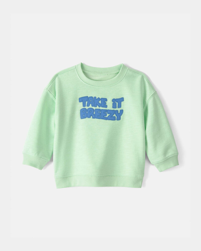 Baby 'Take It Breezy' French Terry Pullover Sweatshirt - Green, image 1 of 4 slides