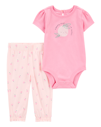 Baby 2-Piece Mommy Bodysuit Pant Set - Pink, 