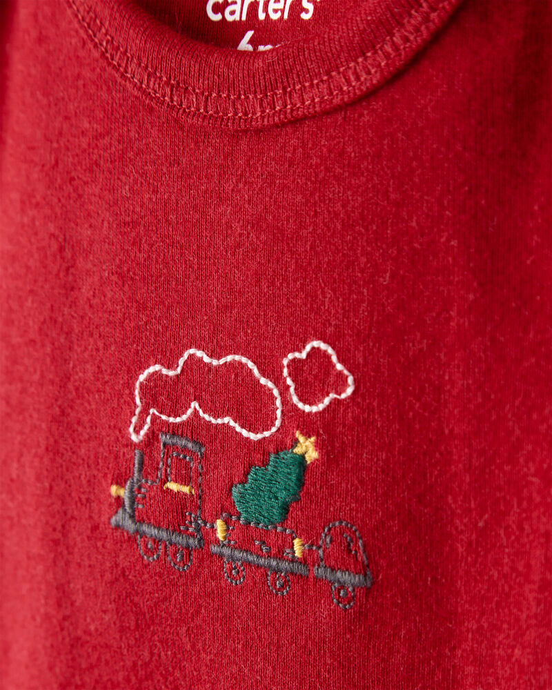 Baby Boy 3-Piece Train Print Long-Sleeve Bodysuits & Pant Set - Red, image 2 of 7 slides
