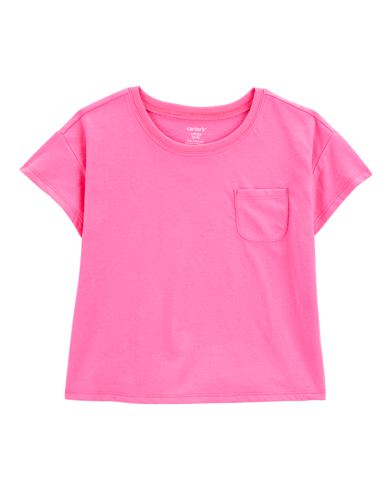Kid Solid Short-Sleeve Fashion Top - Pink, image 1 of 3 slides