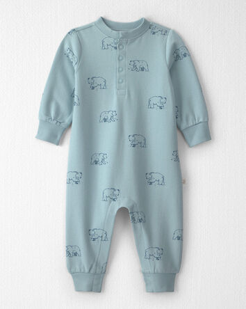 B&eacute;b&eacute; - Combinaison en jersey bouclette de coton biologique &agrave; motif Oursons bleus, 