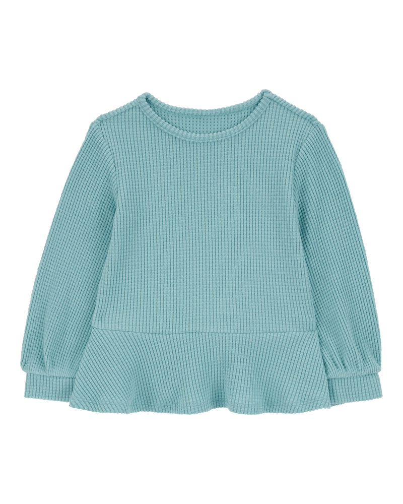Toddler Waffle Knit Thermal Peplum Top, image 1 of 3 slides