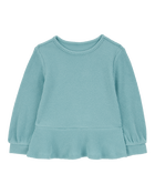 Toddler Waffle Knit Thermal Peplum Top, image 1 of 3 slides