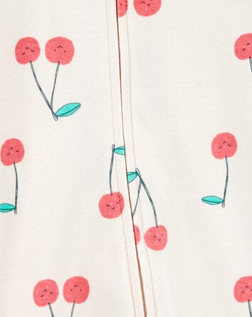 Baby Cherry Print 2-Way Zip Cotton Sleeper, 
