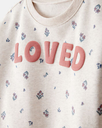 Toddler 2-Piece "Loved" Pullover Sweatshirt & Pant Set - Cream/Green, 