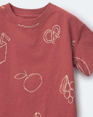 Toddler Relaxed Tee in Snack Print - Red, 