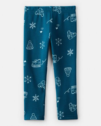 Toddler Girl Winter Print Pull-On Stretch Leggings - Blue, 
