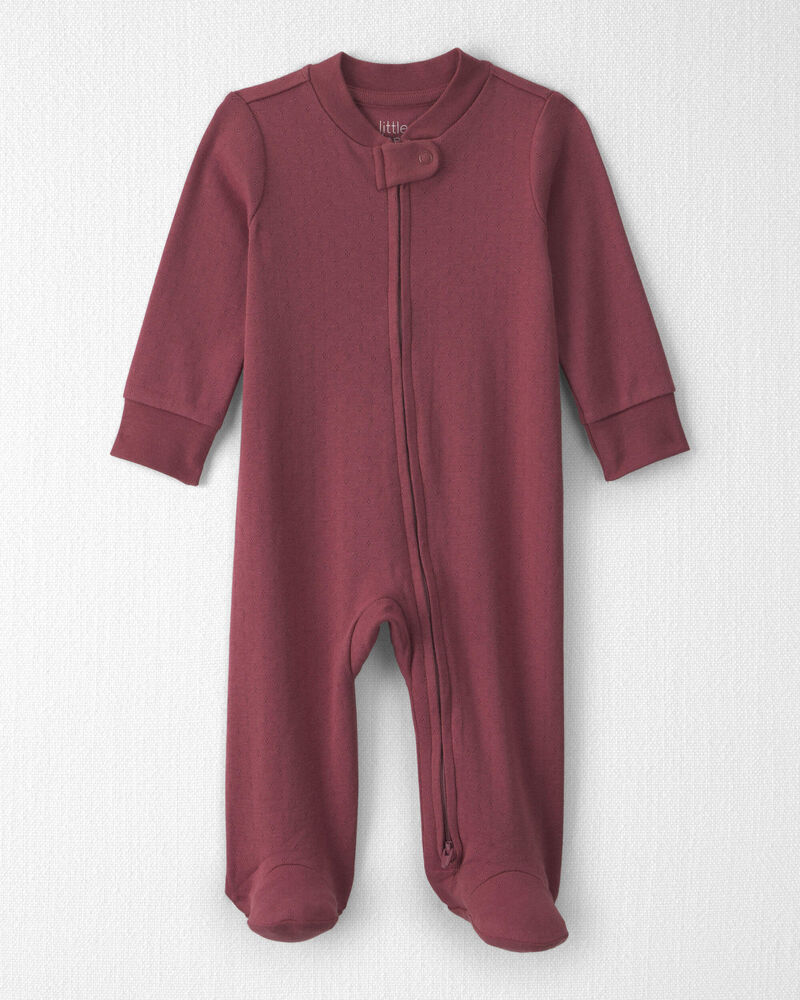 Baby Girl Organic Cotton Pointelle Sleeper, image 1 of 5 slides