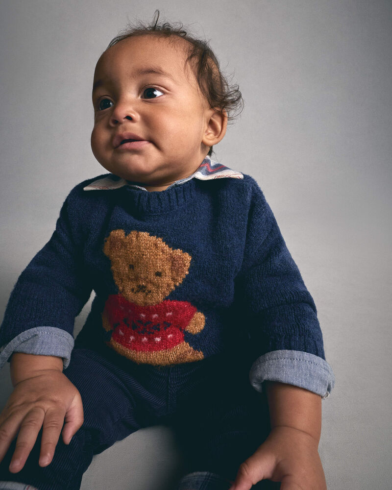 Baby Bear Sweater - Navy Blue, image 2 of 4 slides