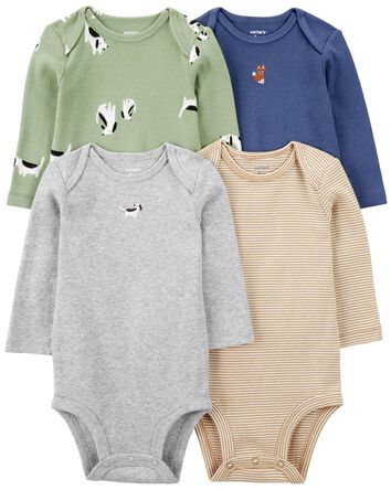 Baby 4-Pack Long-Sleeve Bodysuits, 