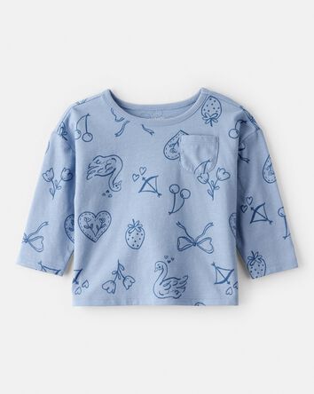 Baby Girl Icon Print  Long Sleeve Tee - Blue , 