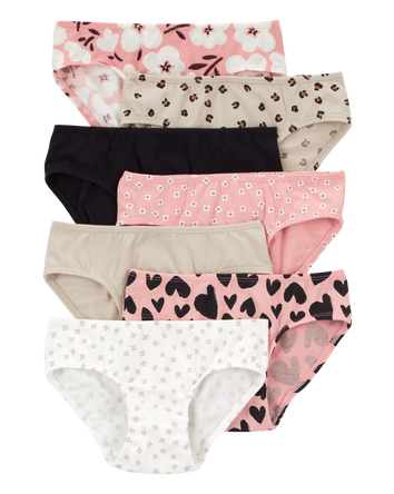 Toddler 7-Pack Heart Floral Hipster Stretch Cotton Undies, 