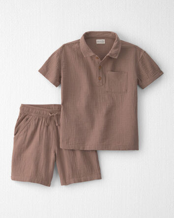Boys 2-Piece Organic Cotton Gauze Top & Short Set, 