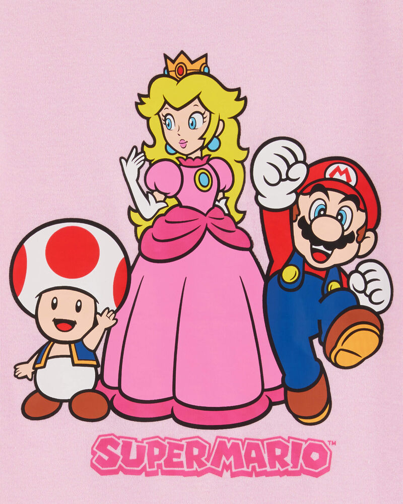 Enfant Pyjama 2 pièces en coton ajusté imprimé de Super Mario BrosMC - Rose, image 2 sur 3 diapositives