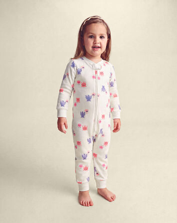 Toddler Girl 1-Piece Monster DreamPlush Snug Fit Pyjama - Cream, 