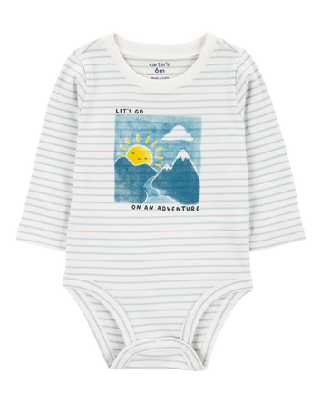 Baby Adventure Striped Long-Sleeve Bodysuit, 