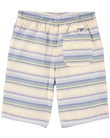 Baja Striped Drawstring Canvas Shorts, 