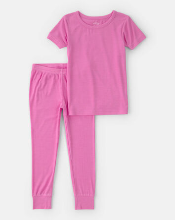 Tout-petit fille - Ensemble de pyjama 2 pi&egrave;ces Ajust&eacute; &agrave; manches courtes PurelySoft - Rose, 
