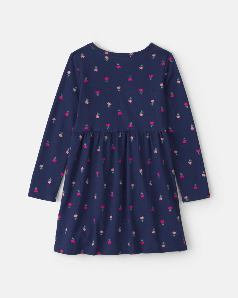 Filles - Robe manches longues &agrave; motif floral &ndash; Bleu marine, image 2 sur 3 diapositives
