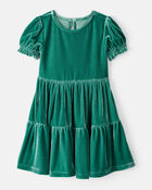 Toddler Girl Velour Dress - Green, image 1 of 4 slides