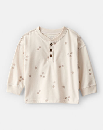 Baby Boy Acorn Print Long-Sleeve Tee - Ivory, 