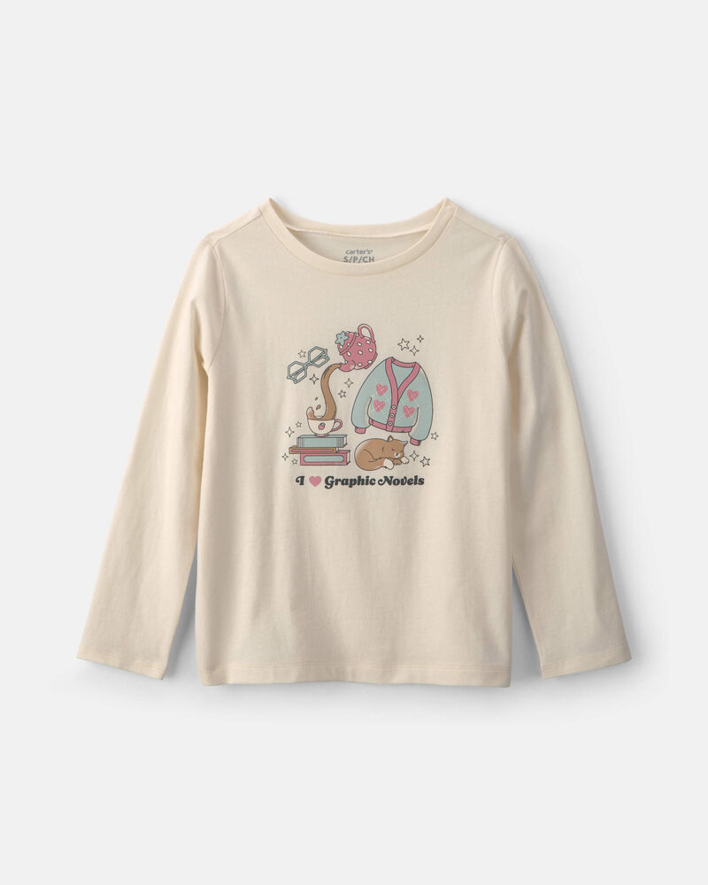 Girls Graphic Novels Long-Sleeve Graphic Tee - Cream, image 1 of 3 slides
