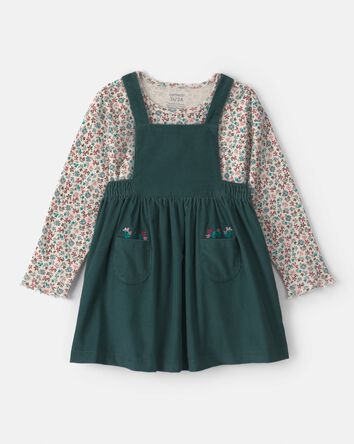 Toddler Girl 2-Piece Floral Corduroy Long-Sleeve Dress Set, 