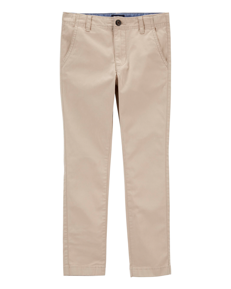 Gar&ccedil;ons - Pantalon chino ajust&eacute; en tissu extensible - Kaki, image 1 sur 3 diapositives
