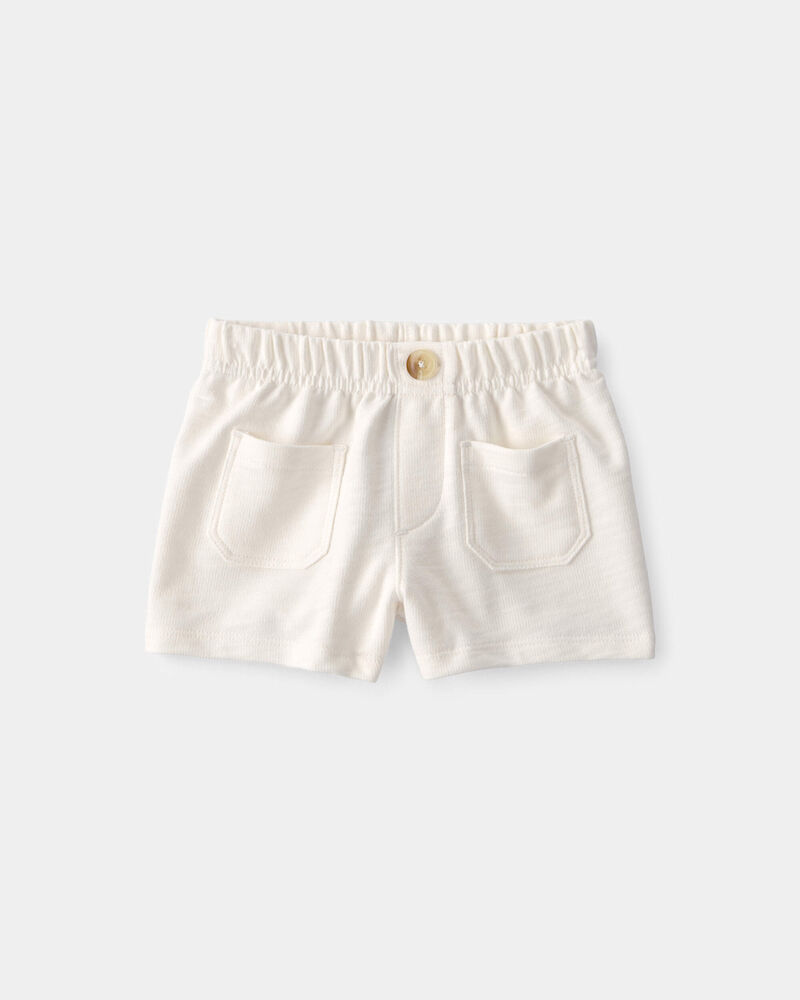 B&eacute;b&eacute; fille - Ensemble 2 pi&egrave;ces haut &agrave; coquillage et short - Jaune/Blanc, image 2 sur 4 diapositives
