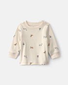 Baby Boy 2-Piece Wolf Long-Sleeve Overall Set - Blue/Cream, image 3 of 6 slides