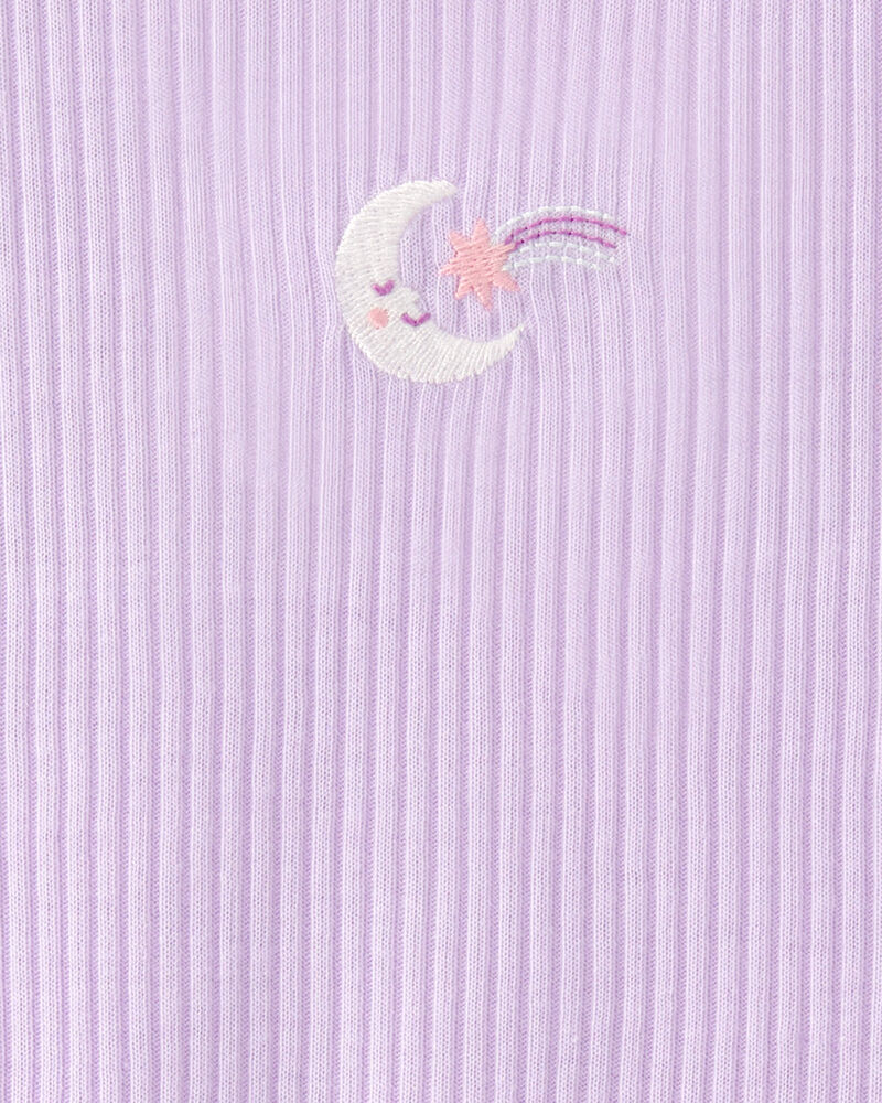 Toddler Girl Moon Rib Loose Fit 2-Piece Pyjama Set - Purple, image 4 of 5 slides