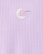 Toddler Girl Moon Rib Loose Fit 2-Piece Pyjama Set - Purple, image 4 of 5 slides