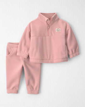 Baby Girl 2-Piece Recycled Microfleece Top & Pant Set, 