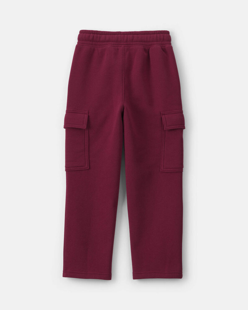 Boys Fleece Cargo Pants - Burgundy, image 2 of 5 slides