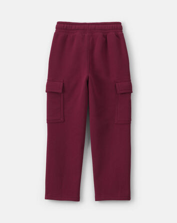 Boys Fleece Cargo Pants - Burgundy, 