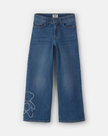Filles - Jean jambe large en denim &agrave; motif ourson &ndash; D&eacute;lav&eacute; moyen, 