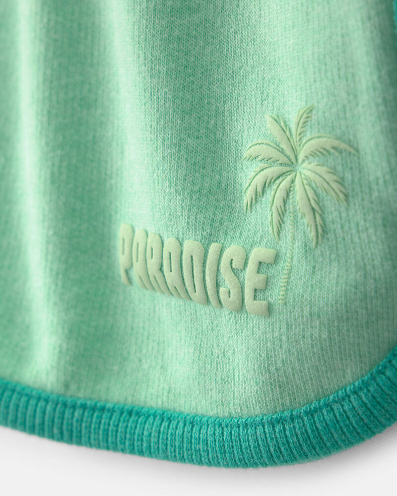 Girls 'Paradise' French Terry Shorts - Green, image 3 of 5 slides