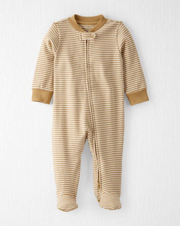 Baby Organic Cotton Rib Sleeper Pyjamas in Stripes, 